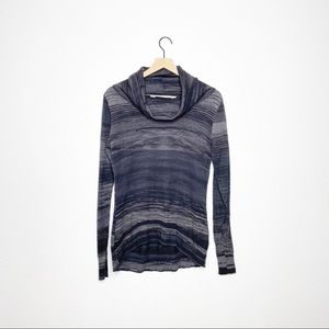ATHLETA Cowl Neck Striped Grey Sweater